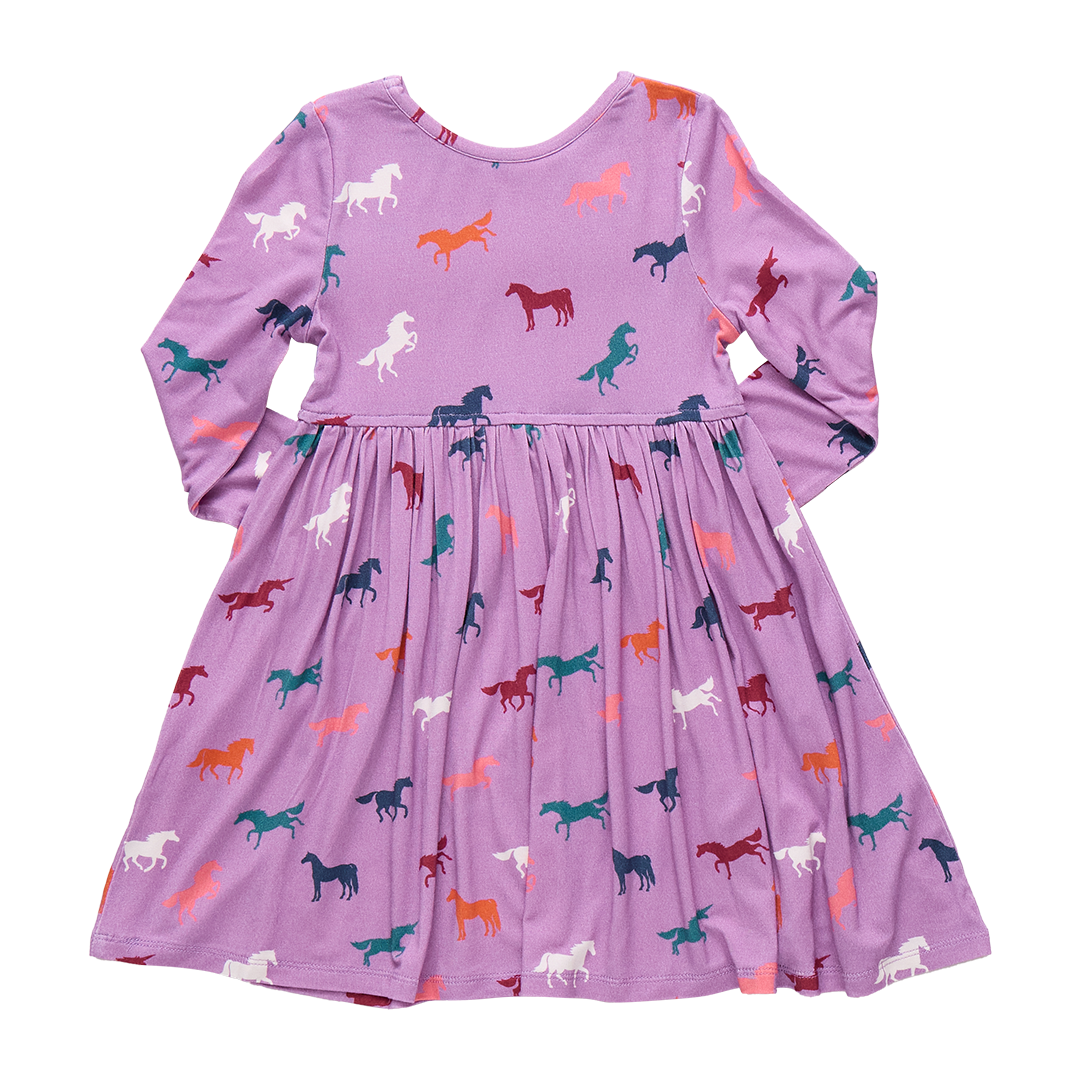 Steph Dress - Lavender Multi Horses