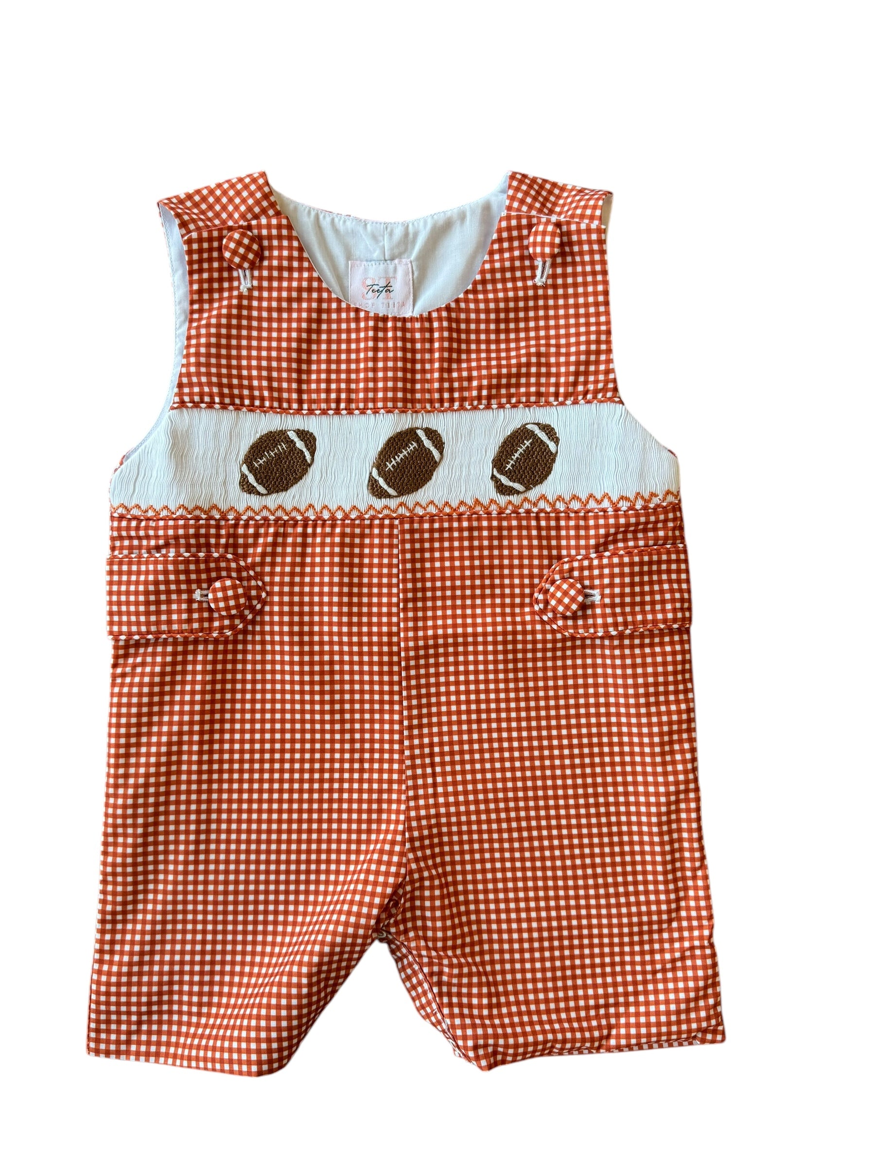 Henry Jon Jon - Burnt Orange Gingham Football