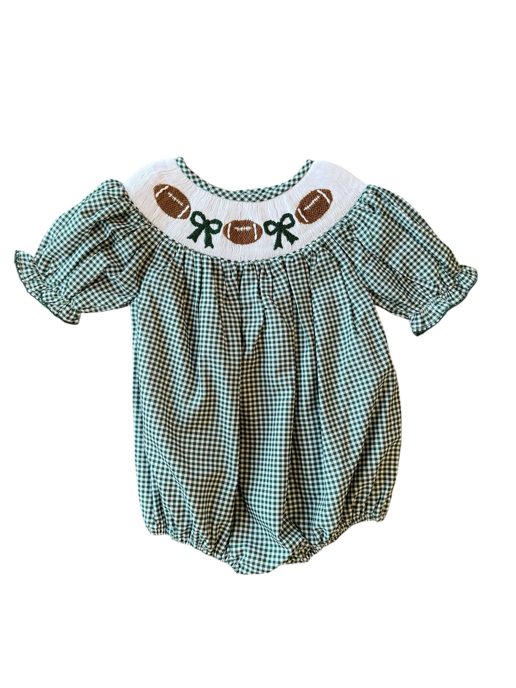 Hallie Bubble - Green Gingham Football