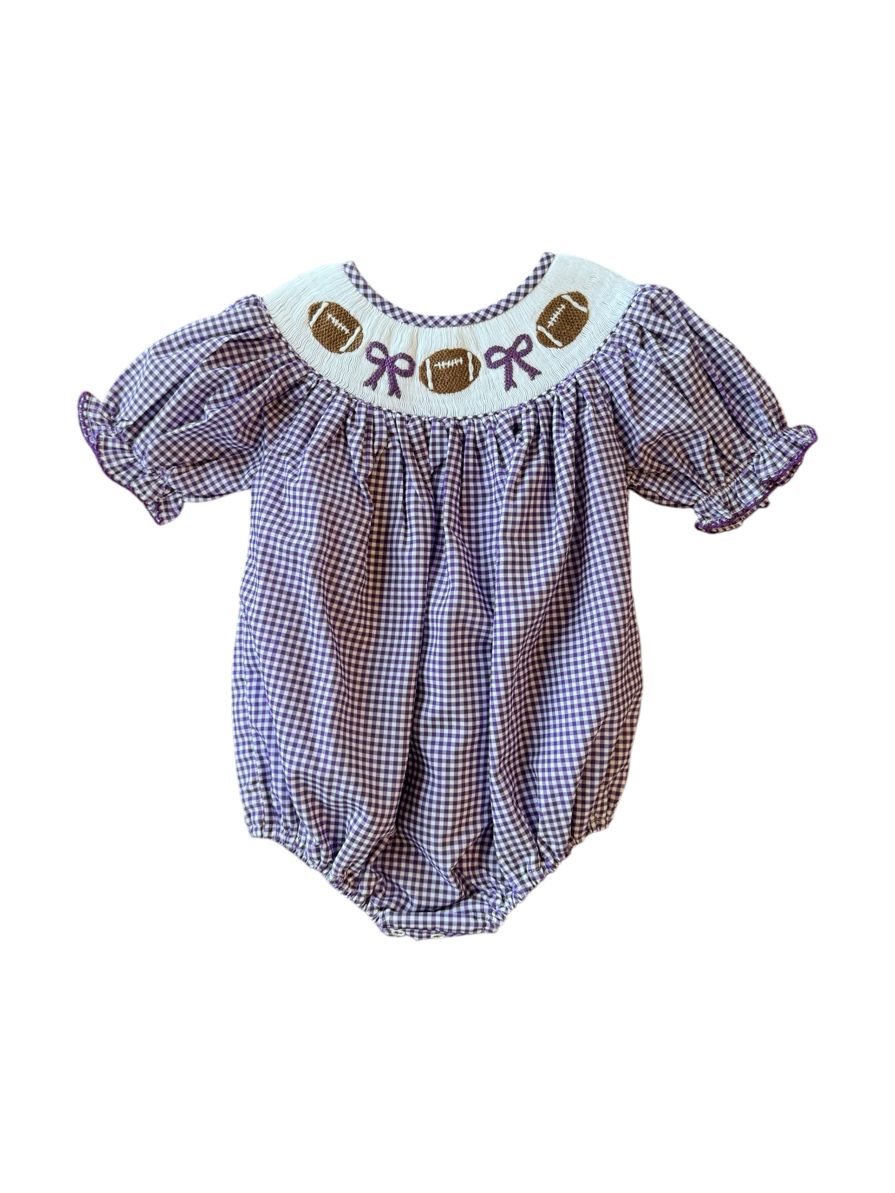 Hallie Bubble - Purple Gingham Football