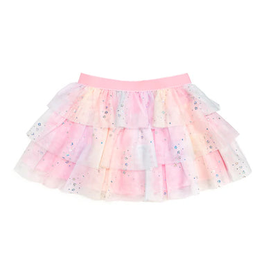 Pastel-colored tutu skirt with a white background