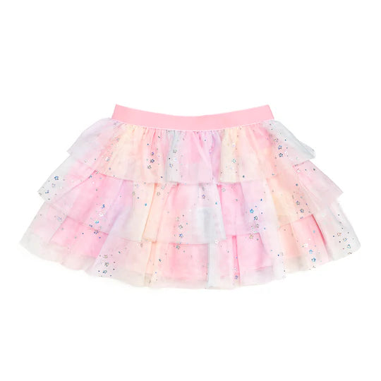 Pastel-colored tutu skirt with a white background