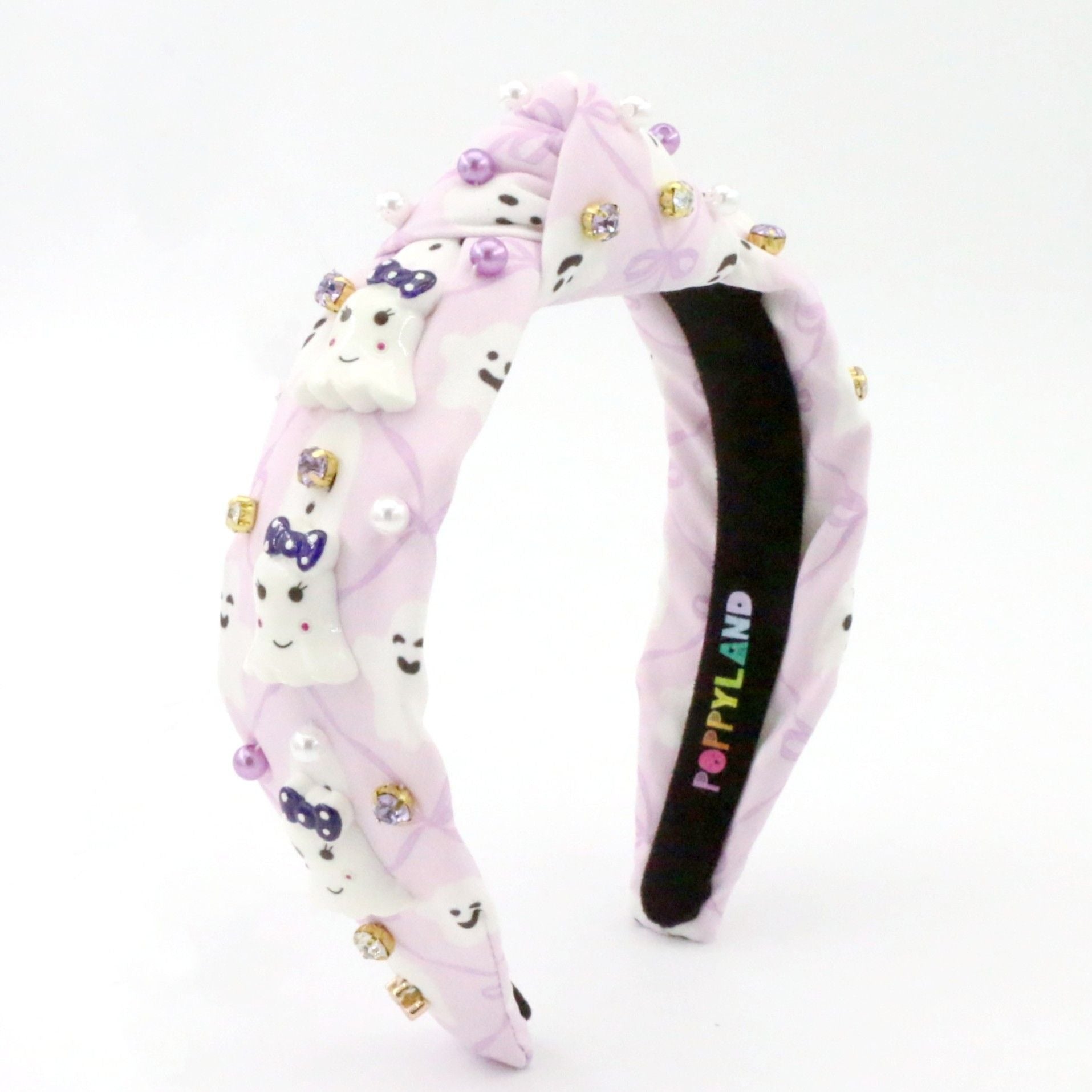 Decorative headband with Halloween ghost characters on a white background