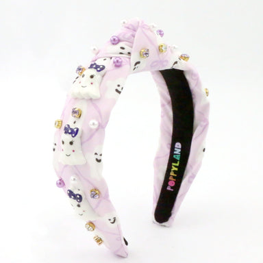 Decorative headband with Halloween ghost characters on a white background