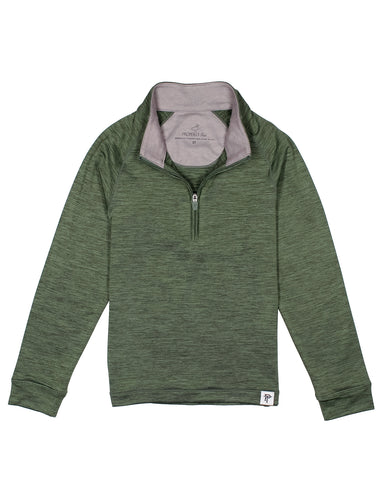 Green pullover with gray collar on a white background