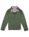 Green pullover with gray collar on a white background