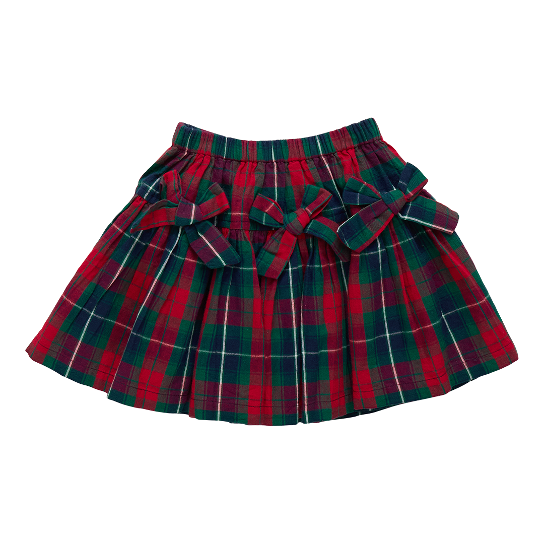 Maribelle Bow Skirt - Red Tartan