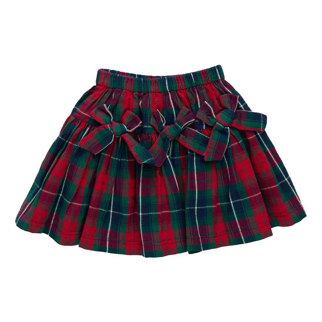 Maribelle Bow Skirt - Red Tartan