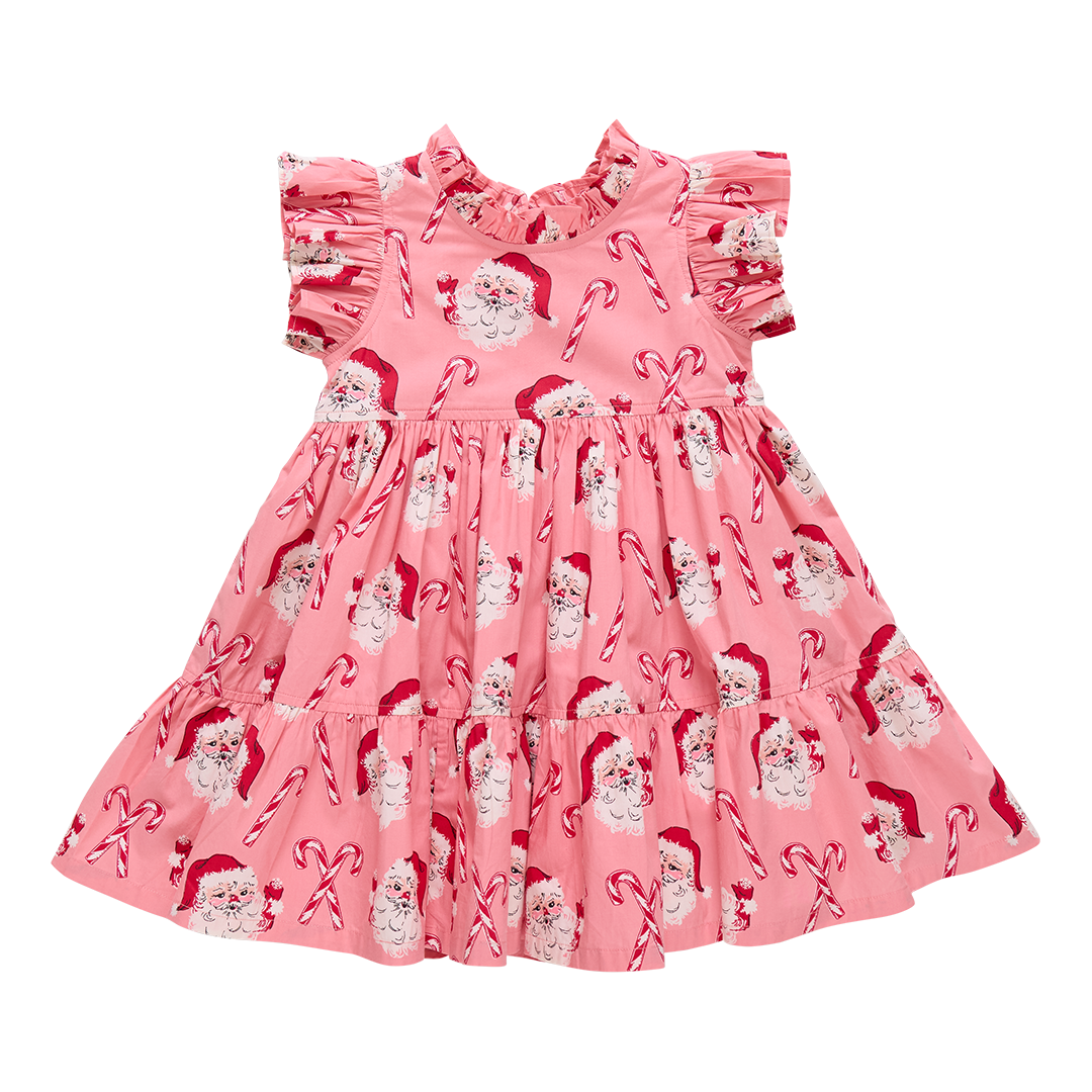 Jennifer Dress - Pink Candy Cane Santa