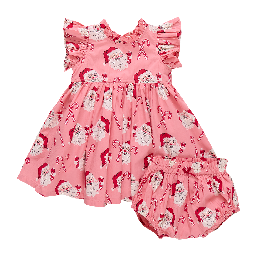 Jennifer Dress - Pink Candy Cane Santa