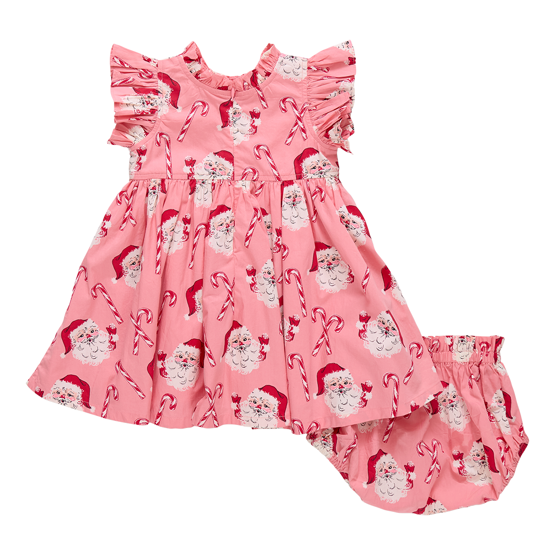 Jennifer Dress - Pink Candy Cane Santa