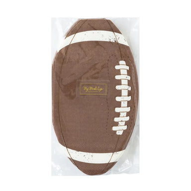 Football-shaped napkins with visible brand logo on a white background