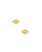 Two gold football-shaped earrings on a white background
