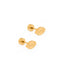 Pair of gold football earrings on a white background