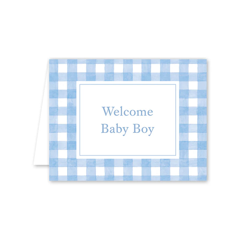 Baby Card - Gingham Blue