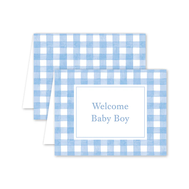 Baby Card - Gingham Blue