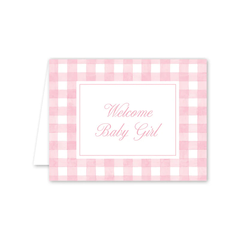 Baby Card - Gingham Pink