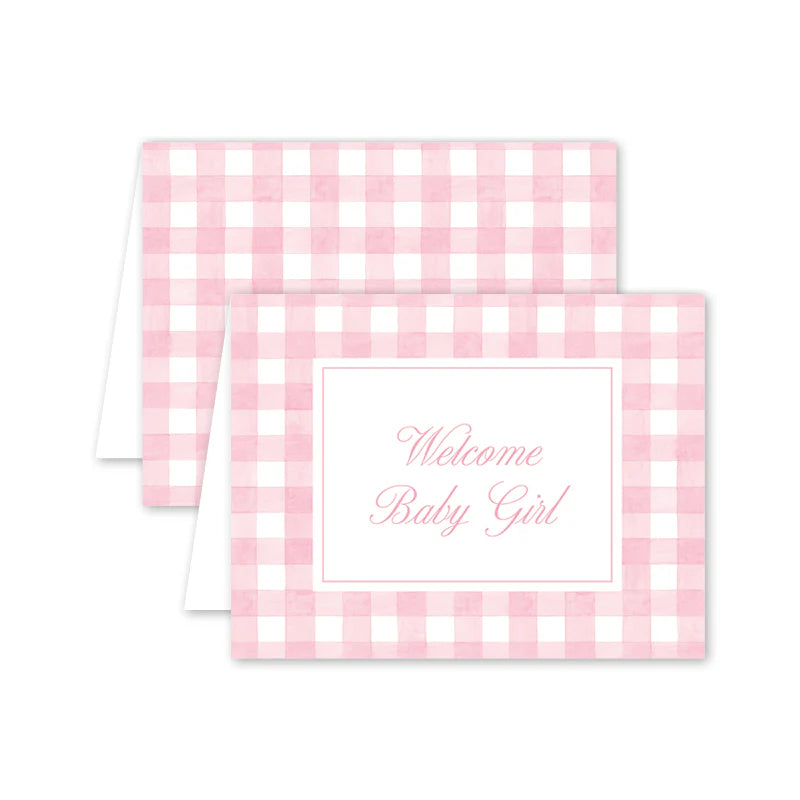 Baby Card - Gingham Pink