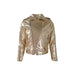 gold metallic jacket with cross body zipper