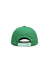 Green cap with a white and green striped brim on a white background