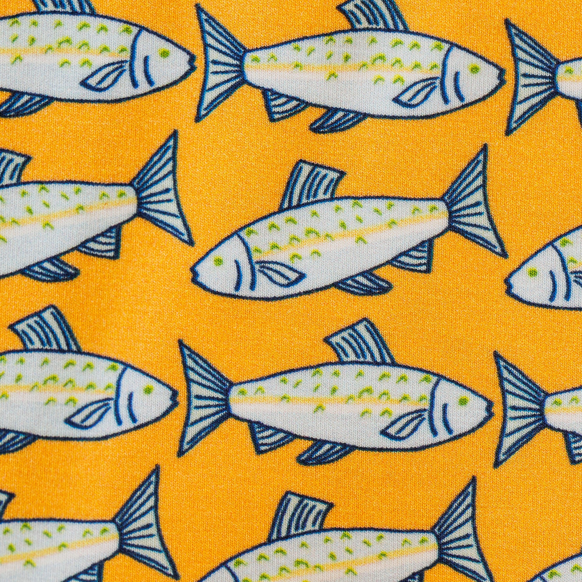 Fish pattern on a yellow background