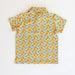 Short-sleeve shirt with fish pattern on a yellow background