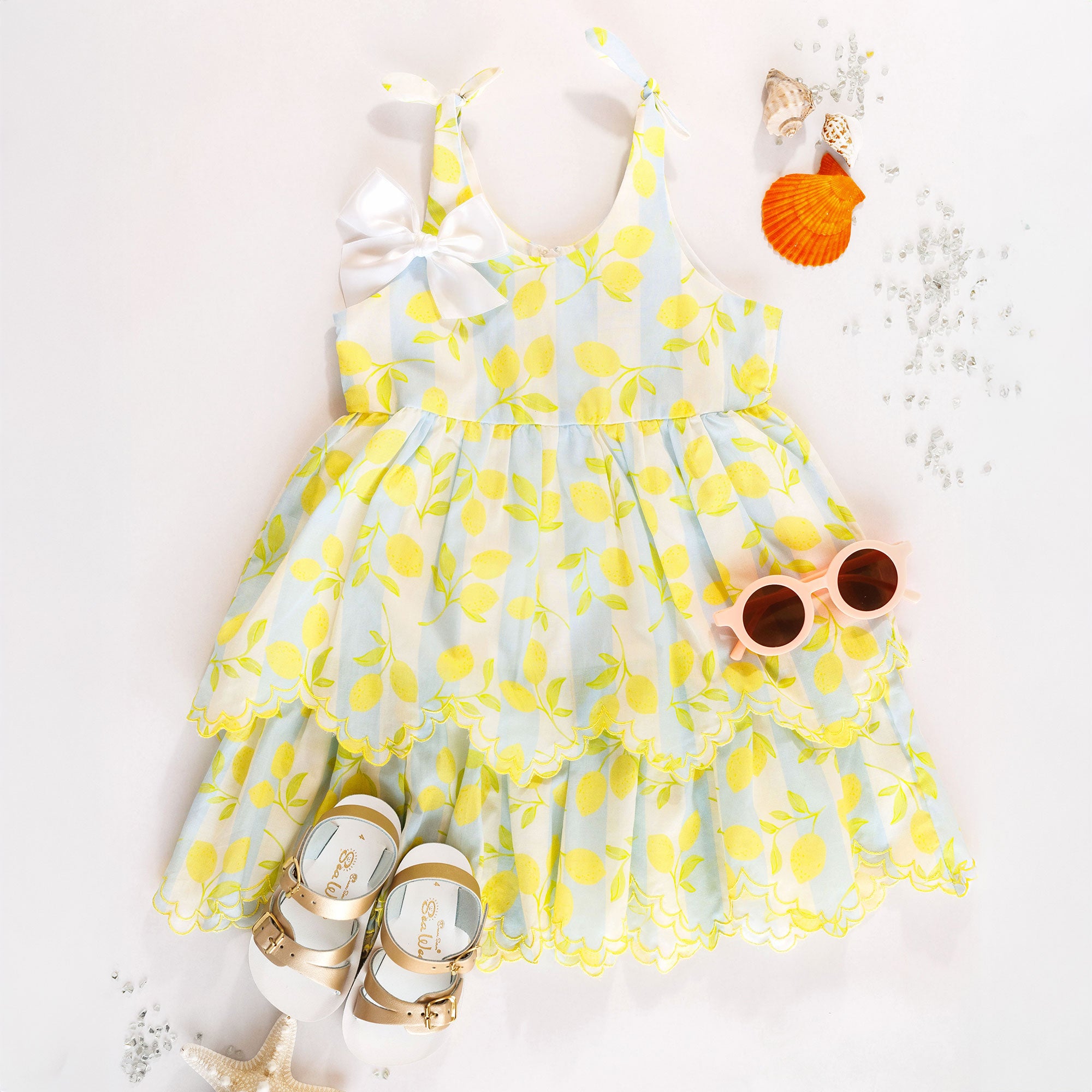 Finley Dress - Lemons Blue