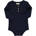 navy ribbed longsleeve henley onesie with 3 buttons