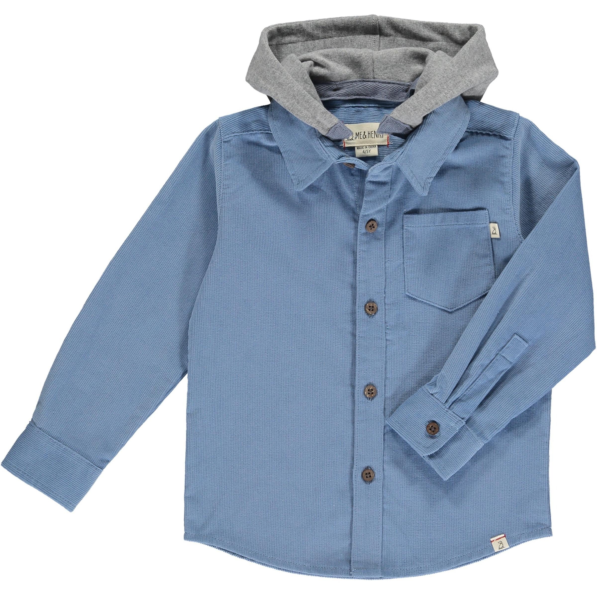 Erin Hooded Shirt - Pale Blue Cord