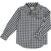 navy and white checkered woven long sleeve button down