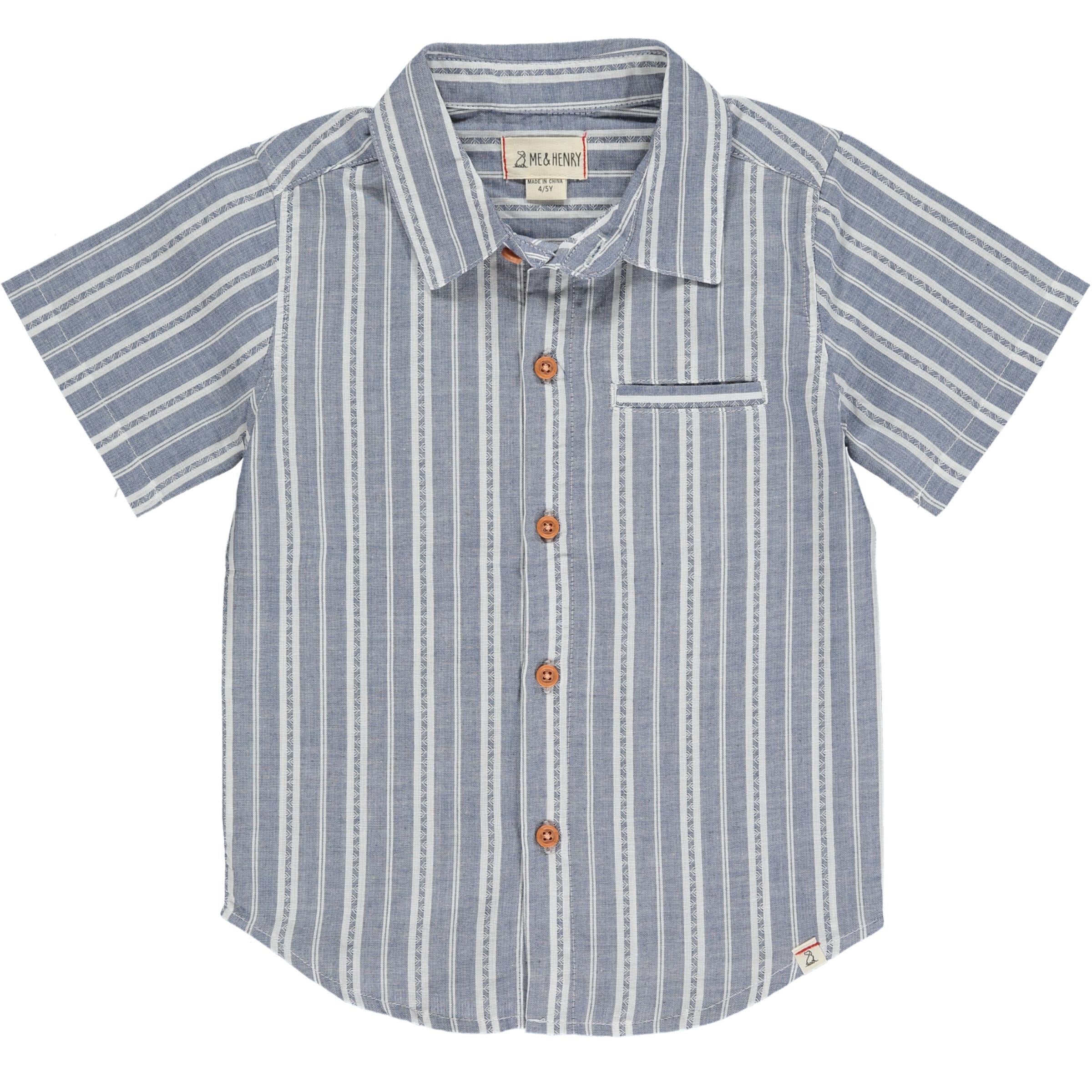 Newport Shirt - Woven Blue/White Stripe