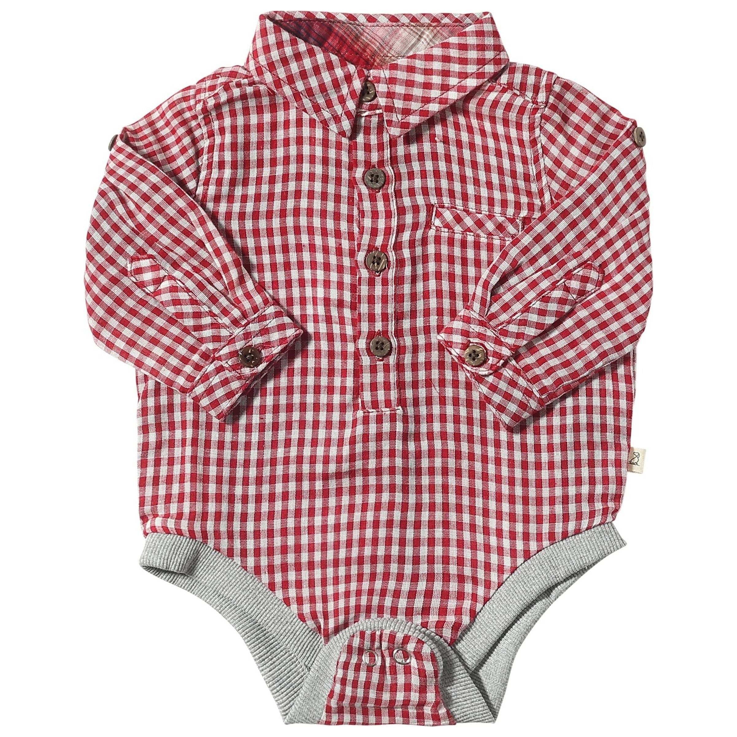 Jasper Woven Onesie - Red Micro Plaid