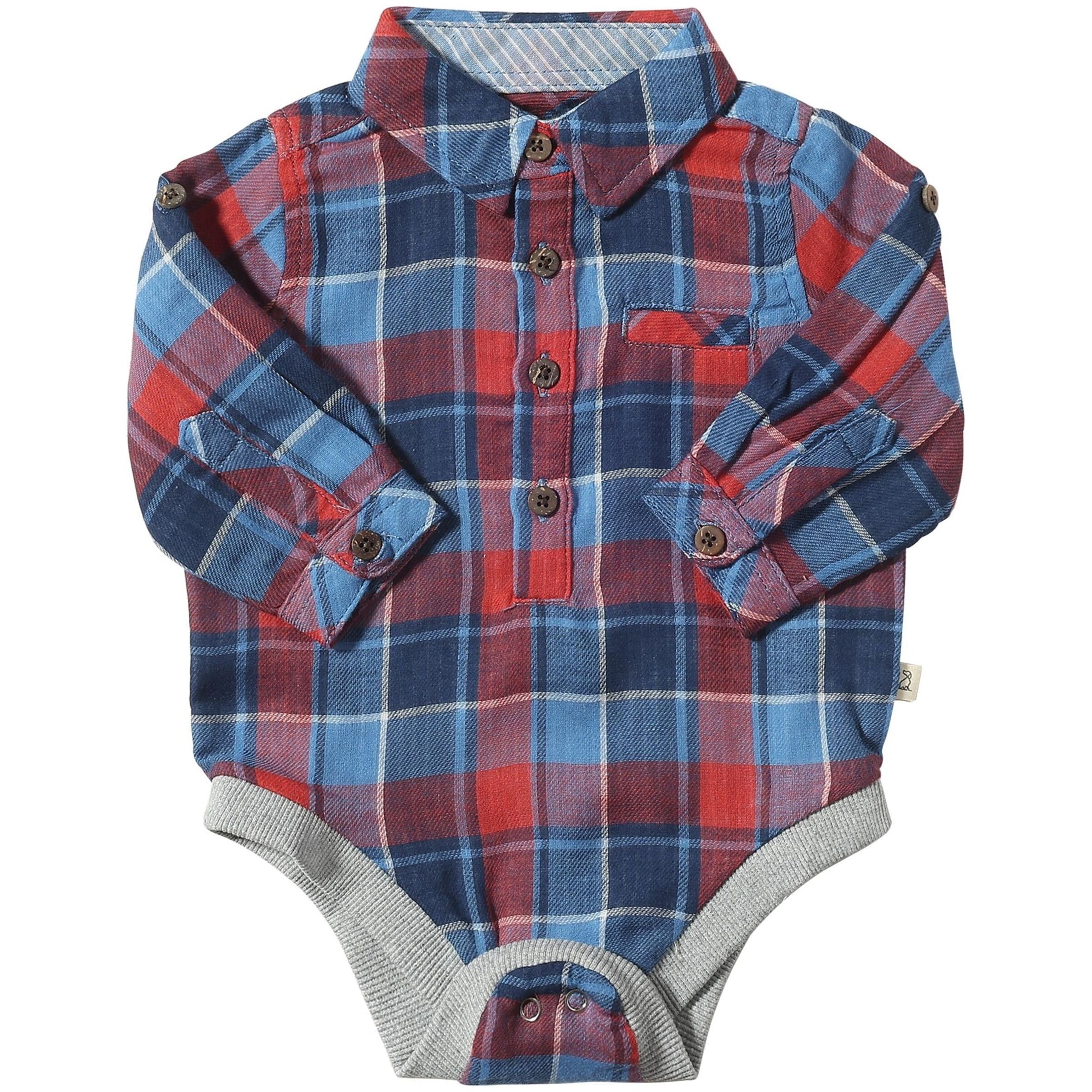 Jasper Woven Onesie - China/Rust Plaid