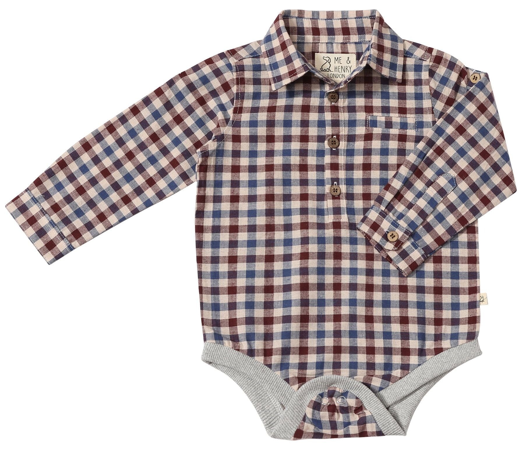 Jasper Woven Onesie - Burgundy Plaid