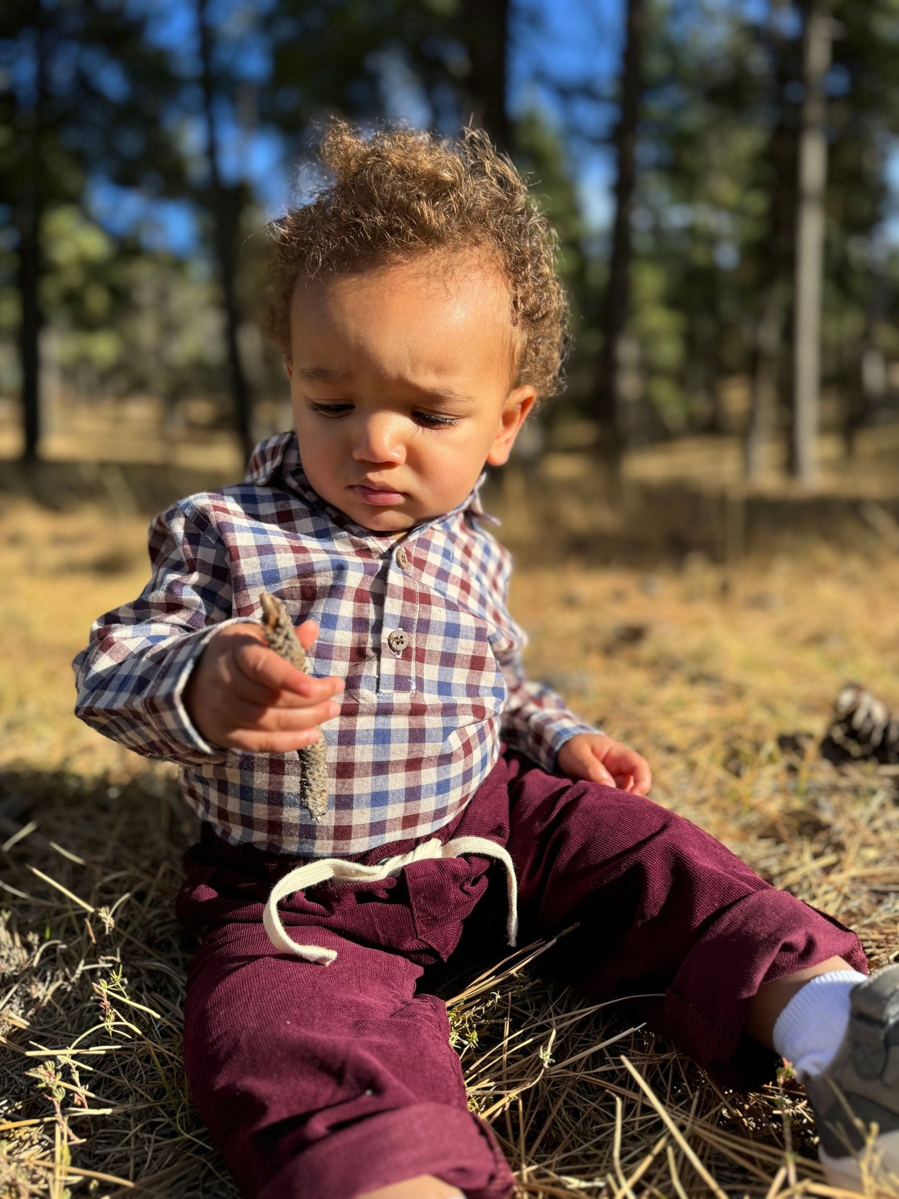 Jasper Woven Onesie - Burgundy Plaid
