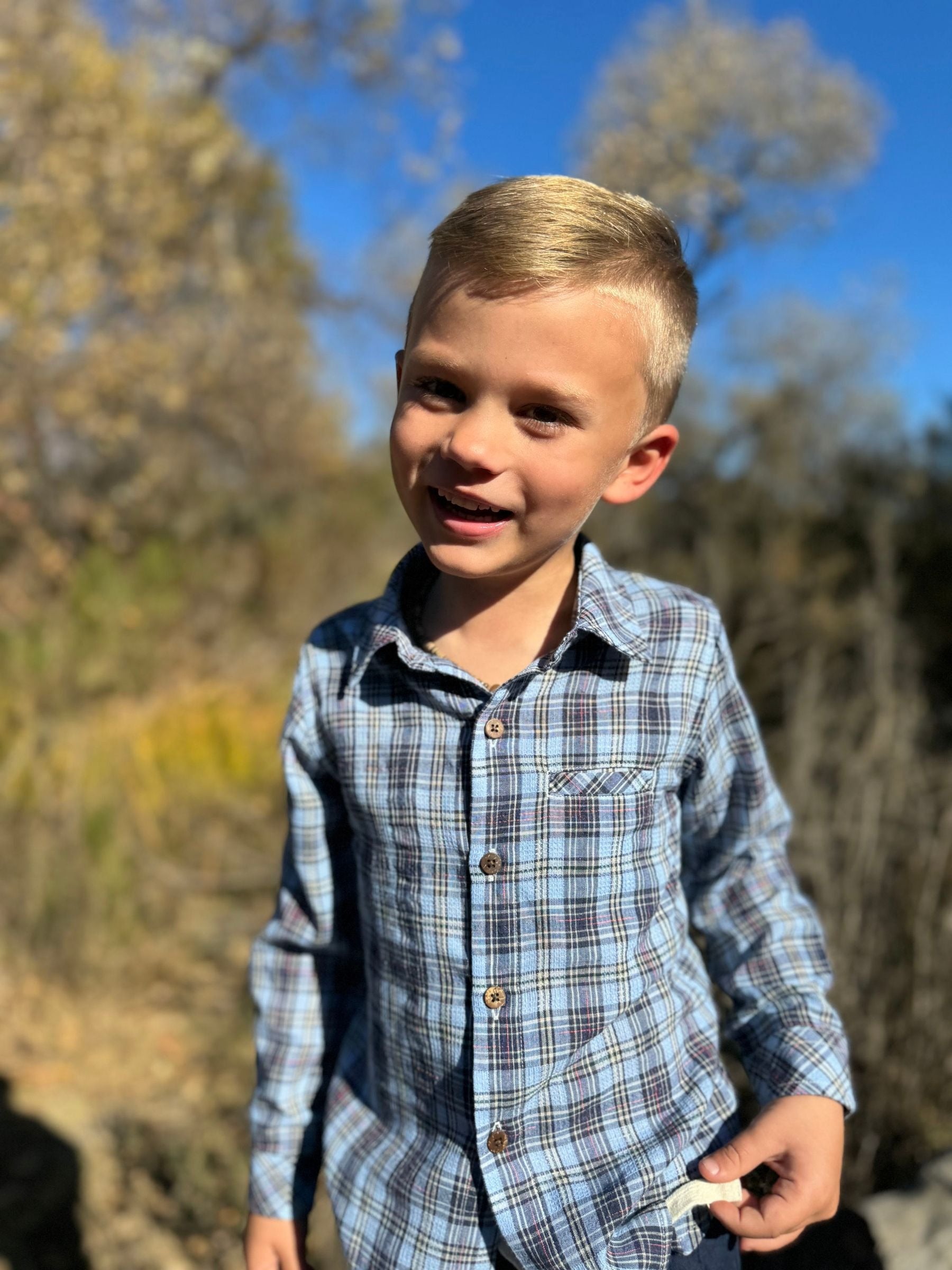 Atwood Shirt - Navy/Sky Blue Plaid