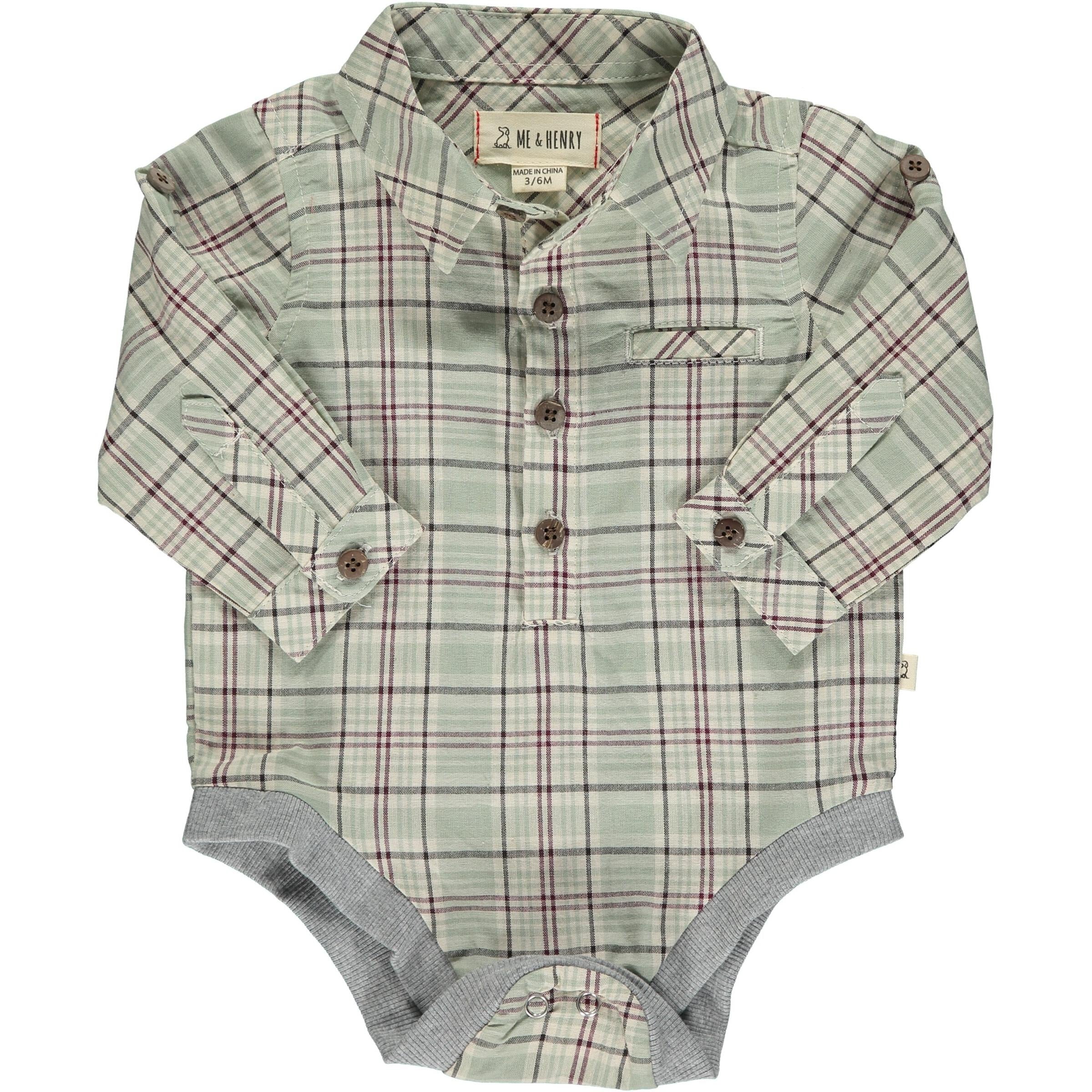 Jasper Woven Onesie - Green Plaid