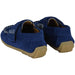 back view of navy suede loafers with rubber sole