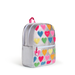 Side view of a Happy Fuzzy Hearts Double Pocket Backpack