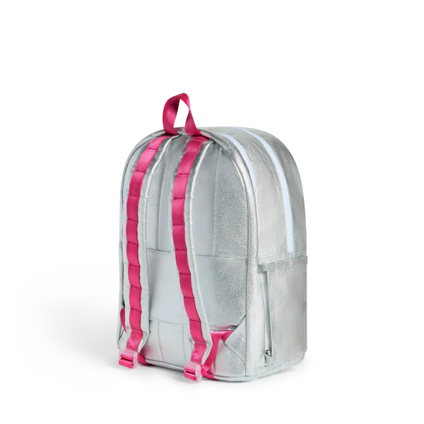 Back view of a Happy Fuzzy Hearts Double Pocket Backpack