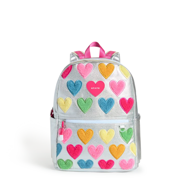 Happy Fuzzy Hearts Double Pocket Backpack