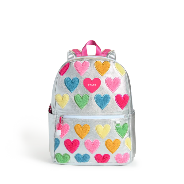 Happy Fuzzy Hearts Double Pocket Backpack