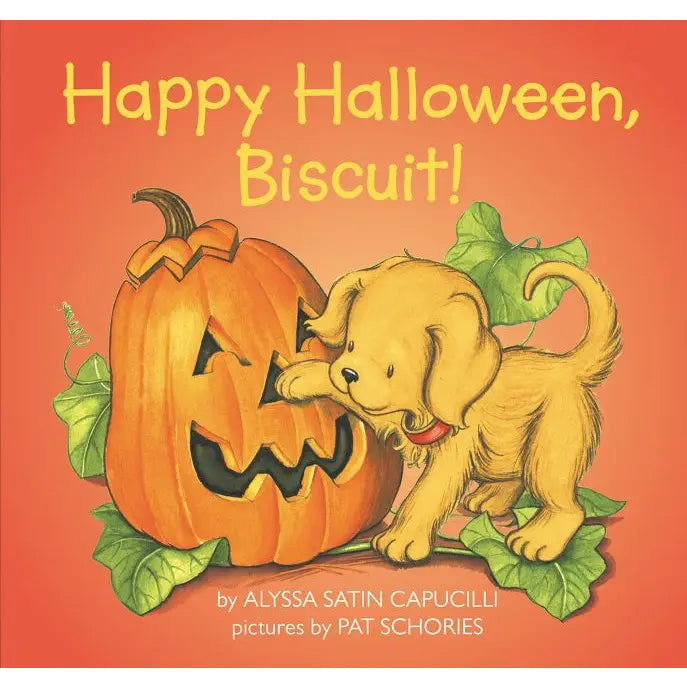 Book cover of 'Happy Halloween, Biscuit!' with a dog and pumpkin illustration.