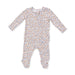 Floral patterned baby onesie on a white background