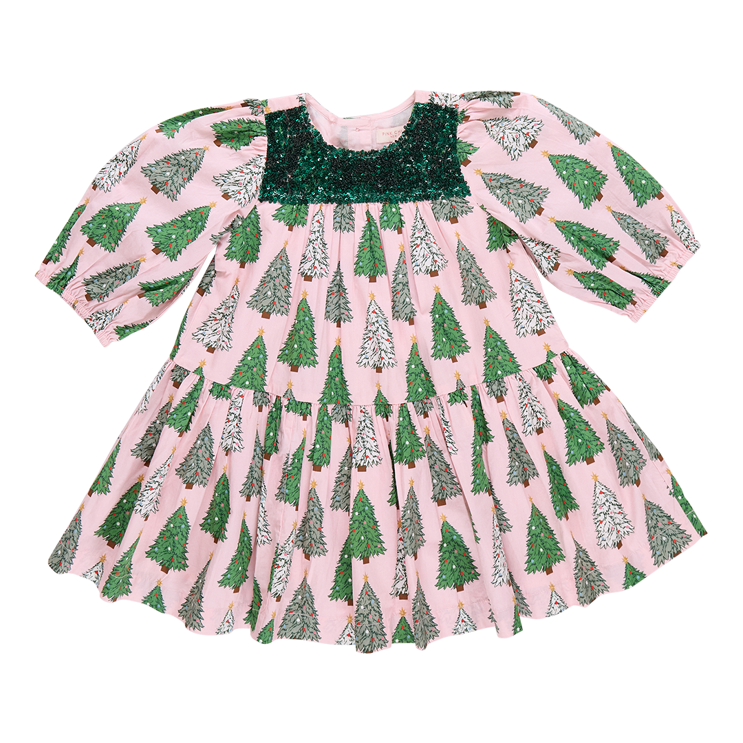 Fiona Dress - Pink Trees