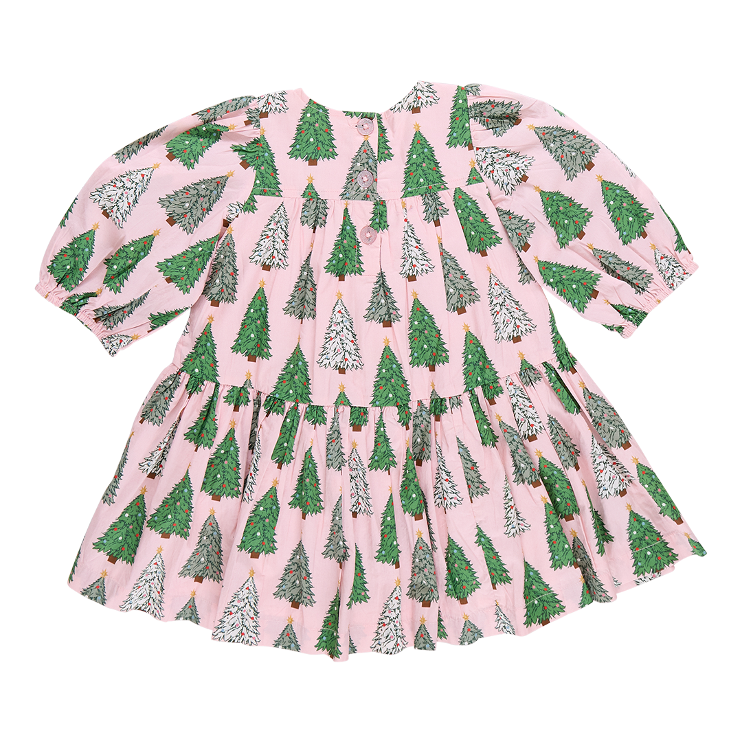 Fiona Dress - Pink Trees