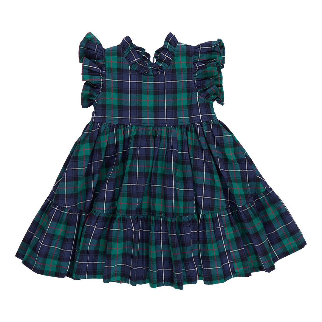 Jennifer Dress - Green Tartan