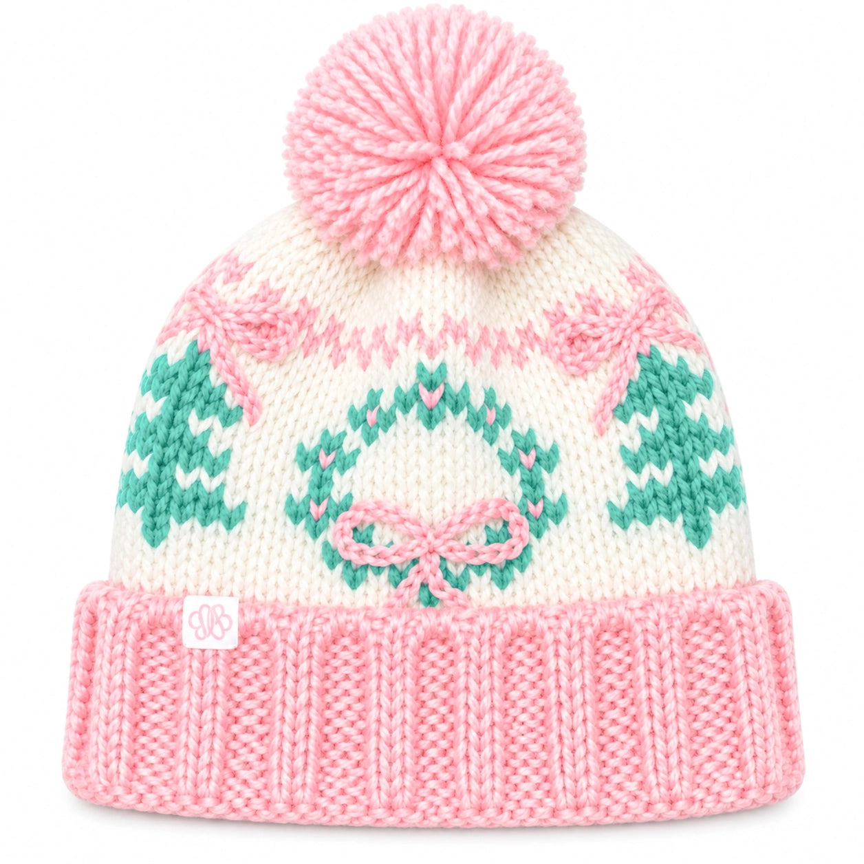 Bobble Hat - Holiday Bow Wreath