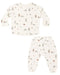 Baby outfit set with top and pants featuring a Christmas mouse print on a white background