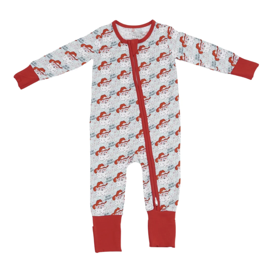 Zippered Romper - Ho Ho Howdy Santa